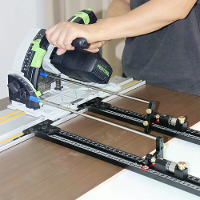 ENJOYWOOD Track Saw Parallel Guide Systeem 0 147,9cm Schaalbereik met Micro Verstelbare Flip Stop en Nulkalibratie Herha
