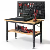 ENJOYWOOD WB0101 Plus 48 Inch Werkbank met Pegboard en Rubberen Mat / Verstelbare Hoogte / Draagvermogen van 2000 LBS /