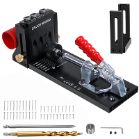 ENJOYWOOD XK4 Pocket Hole Jig Kit Aluminiumlegering Verstelbare Houtbewerking Boorgeleider voor Schuine Gaten met Boorbi
