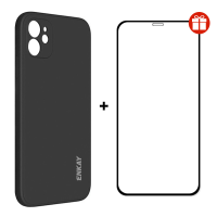 Enkay 2 in 1 voor iPhone 12 Accessoires Schokbestendig met lensbeschermer Soft Vloeibare siliconenrubber beschermhoes +