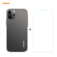 Enkay 2 in 1 voor iPhone 12 Pro/12 Accessoires met Airbags Niet geel transparant TPU Protective Case + 9H Anti Scratch g