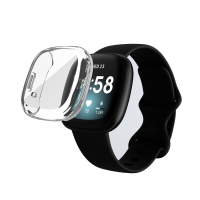 ENKAY Transparante TPU All inclusive Soft Case Watch Case Watch Cover Beschermhoes voor Fitbit Versa 3 / Fitbit Sense