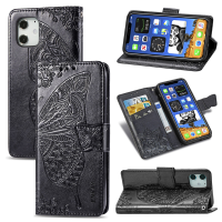 Enkay voor iPhone 12 Mini hoesje Retro vlinderpatroon Flip met meerdere kaartsleuven Portemonnee standaard PU lederen vo