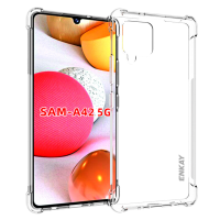 Enkay voor Samsung Galaxy A42 5G hoesje met airbags Vingerafdruk niet geel transparant TPU beschermhoes achterkant