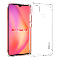 Enkay voor Xiaomi Redmi 9C Case met Airbags Anti vingerafdruk Niet geel Transparant TPU beschermhoes Achterkant niet ori