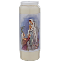 1X Witte noveenkaars wees gegroet met gebed 6 x 18 cm 9 dagen