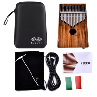 EQ Acacia Muspor17 Sleutel Elektrische Doos Duim Piano Kalimba EVA Tas + Audiokabel Ruw Hout Kleur: