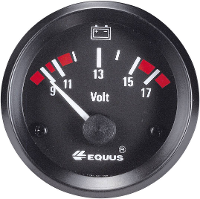 Equus 842060 Inbouwmeter (auto) Voltmeter Meetbereik 9   17 V Standart Geel, Rood, Groen 52 mm