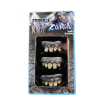 Halloween   3x stuks zombie tandjes/tanden/gebitjes voor carnaval