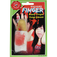 Nep afgehakte vinger   met nep bloed en gaasje   fun/fop artikelen