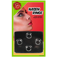 Nep neusringen 4x stuks   Carnaval/verkleedaccessoires   Nep/fop neusringen/piercings