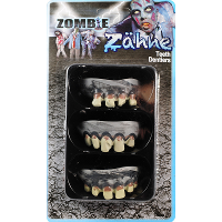 Zombie tandjes   3 stuks   tanden  gebitjes   voor halloween of carnaval