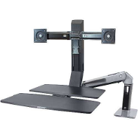 Ergotron WorkFit A, dubbele monitorarm met werkplaats
