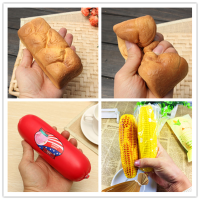 Eric Squishy 3pcs Dark Orange Bread Toasted Corn Sausage Toy Slow Rising Original Packaging Collection