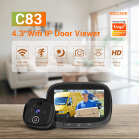 ESCAM C83 Draadloze Deurbel 4.3 Inch WIFI IP Deurkijker HD Nachtzicht 120° kan Foto en Video maken PIR Bewegingsdetectie