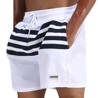 Escatch Mens Loose Board Shorts Outdoor Stitching Striped Summer Breathable Beach Shorts