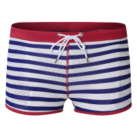 Escatch Mens Striped Sexy Mesh Breathable Trunks Fashion Beach Swimming Shorts