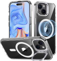 ESR Classic Hybrid HaloLock Case + Stash Stand Backcover Apple iPhone 15 Plus Transparant MagSafe compatible
