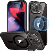ESR Classic Hybrid HaloLock Case + Stash Stand Backcover Apple iPhone 15 Pro Max Transparant, Zwart MagSafe compatible