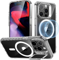 ESR Classic Hybrid HaloLock Case + Stash Stand Backcover Apple iPhone 15 Pro Transparant MagSafe compatible