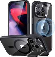 ESR Classic Hybrid HaloLock Case + Stash Stand Backcover Apple iPhone 15 Pro Transparant, Zwart MagSafe compatible