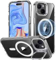 ESR Classic Hybrid HaloLock Case + Stash Stand Backcover Apple iPhone 15 Transparant MagSafe compatible