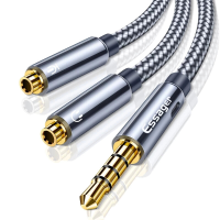 Essager 3.5Mm AUX Male naar Dual Female Audio Kabel Headset Extension Aux Cord voor Samsung Galaxy Note S20 ultra Huawei