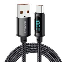 ESSAGER 7A/PD 29W/PD 100W Type C Naar USB A/Type C/Lighting Snel Opladen Digitale Display Datakabel Voor Samsung Galaxy