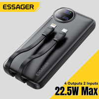ESSAGER ES D016 10000mAh 20000mAh 22.5W Digitale Display On the Go Oplader met Dubbele Kabel Powerbank voor Huawei Pura