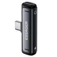 ESSAGER ES OTG38 2 in 1 USB C naar 3,5 mm hoofdtelefoon en oplader adapter PD 60W snelladen DAC audio omzetter Type C Au