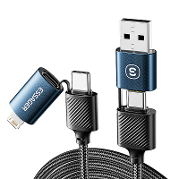ESSAGER ES X49 3A 65W USB A/Type C naar Type C/iP Kabel Snelladen Gegevensoverdracht Koperen Kernlijn 1M Lang voor iPhon