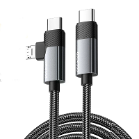 ESSAGER ES X59 3A 65W USB C naar USB C+Micro USB kabel QC Snelle Oplading Gegevensoverdracht Tin koper Kern Kabel 0,25M/
