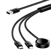 ESSAGER ES X60 3A USB A naar Type C/iP/iWatch Kabel Snelle Oplading Gegevensoverdracht Koper Kernlijn 1.2M Lang voor iPh