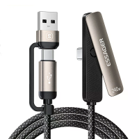 ESSAGER ES X86 5A 240W USB A/Type C naar Type C L vorm kabel snelladen gegevensoverdracht koperen kern lijn 1M/2M lang v