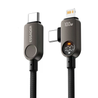 ESSAGER ES X88 5A 100W Type C naar Type C/iP kabel met digitaal vermogenweergave Snelladen Datatransmissie Koperen kern