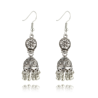 Ethnic Hollow Carved Bells Alloy Earrings Jewelry For Women