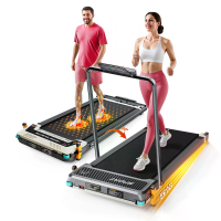 [EU Direct] AKLUER 520A B 2 in 1 Opvouwbare Loopband met Handrail, 1 10 km/u Snelheid, 180° Kantelbaar Wandeloppervlak m