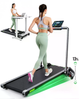 [EU Direct] Akluer H1 B 2 in 1 Vouwbare Loopband met 4% 13% Automatische Hellingshoek, 12 km/u Onder Bureau Loopvlak, 2.