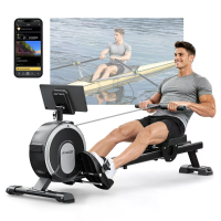 [EU Direct] Akluer RM001 Magnetische Roeimachine met 16 niveau weerstand <20dB Ultra Quiet Dual Rail Rower, 150kg Load C