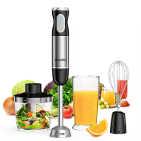 [EU Direct] BioloMix 1000W Handstaafmixer 4 in 1 met Hakker, Garde 500ml Vleesmolen 600ml Smoothiebeker   Immersiemixer