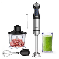 [EU Direct] BioloMix HB 3315 5 in 1 Staafmixer Draagbare Handblender 1500W Blender met 304 Roestvrijstalen Mes Voedselve