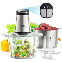 [EU Direct] BioloMix Mini Elektrische Food Chopper 300W Keukenmachines met 2 Schalen,Vleesmachine 4 Bi Level Messen,voor