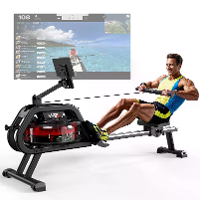 [EU Direct] Bominfit V W4 Water Roeimachine   Opvouwbaar,Grote 28L Tank,6 Weerstandslevels,160KG Capaciteit & APP Traini