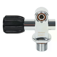 [EU Direct] DIDEEP Diving Gas Bottle Head Valve Yoke Din Convertible 250BAR 0.7KG Chrome Brass Scuba Diving Tank Valve