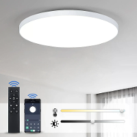[EU Direct] Elfeland 80W 47cm LED Slimme Plafondlamp Afstandsbediening Stofdicht Dimbare Plafondlamp Voor Woonkamer & Sl