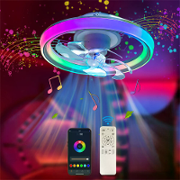 [EU Direct] Elfeland 90W 48cm LED RGB Slimme Plafondventilator Licht met ingebouwde luidspreker Muzieksynchronisatie 360
