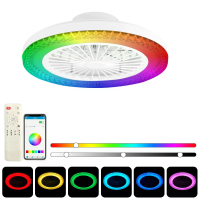 [EU Direct] Elfeland Slim RGB LED Ceiling Fan Light met 3 Kleurtemperaturen, 2U Timer, 6 Bladlopen, Stille Werking, APP