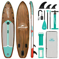 [EU Direct] InnoExpo 335*84*15CM Extra brede belasting 190kg Hout serie opblaasbare staande paddleboard voor solo 2+1 ge