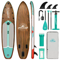 [EU Direct] InnoExpo 335*86*15CM Extra wijd Lading 190kg Hout Serie Opblaasbaar Staand Peddelboard Voor Solo 2+1 Familie