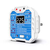 EU Direct KAIWEETS HT106D GFCI Outlet Tester met Spanningsdisplay EU Plug CAT III 300V Vlamvertragende ABS LED indicator
